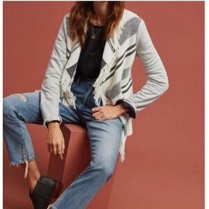 Anthropologie Dolan Sonia Fringe Open Cardigan Sz S Boho Southwest Asymmetrical